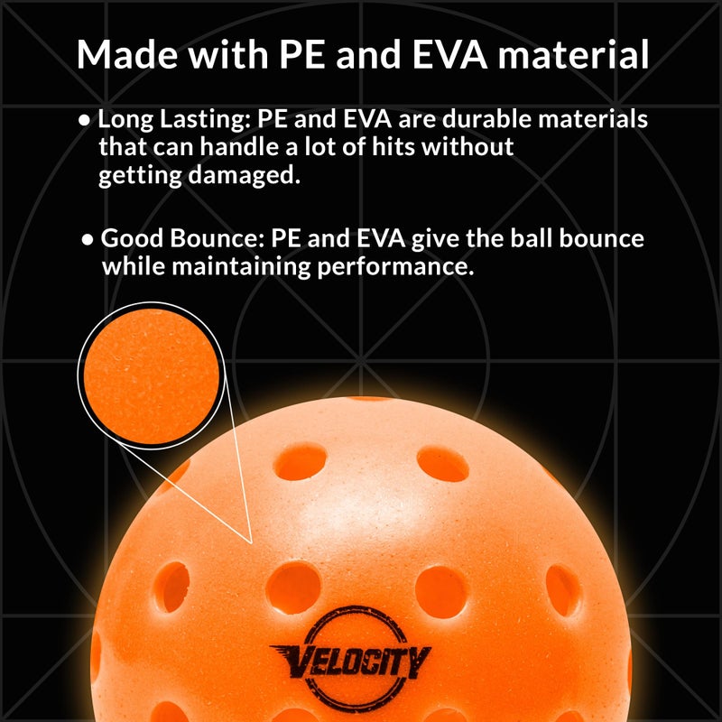 Velocity Outdoor Pickleball Balls, 3 Pack in Green - USAPA Approved Official Size and Weight 40 Hole Pickleballs - Image 5
